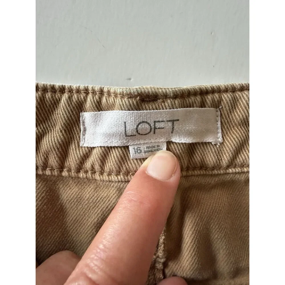Loft Wide Leg Carpenter Pants Khaki Utility Jeans High Rise Boho Grunge Size 16